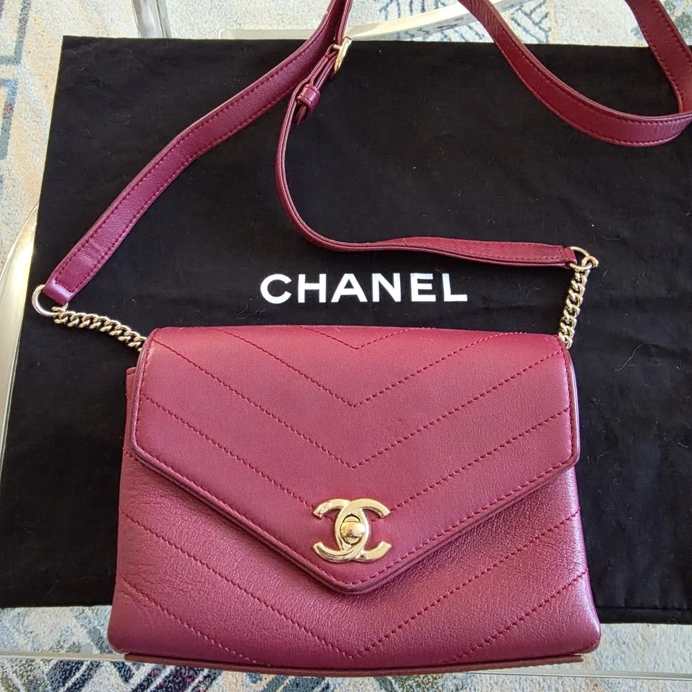 Chanel Burgundy Leather Crossbody Bag